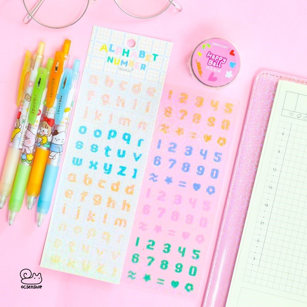 Set sticker Alphabet number Agugu (2 tấm)