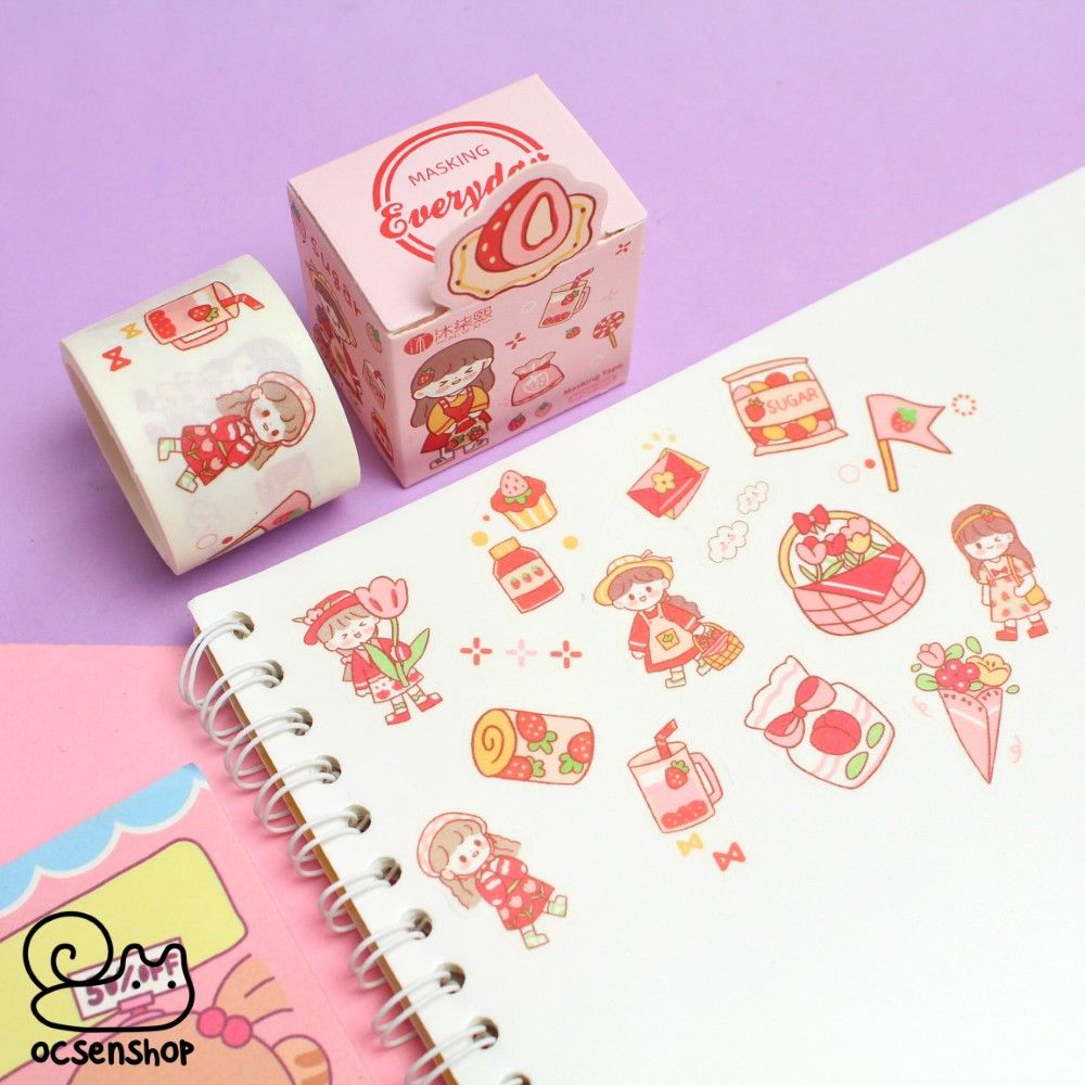 Sticker dạng cuộn Cô gái - 3cm