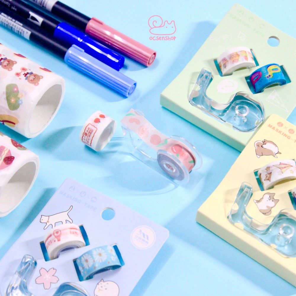 Set washitape mini kèm xe cut (2 cuộn)