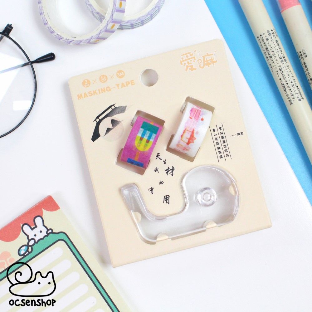 Set washitape mini kèm xe cut (2 cuộn)