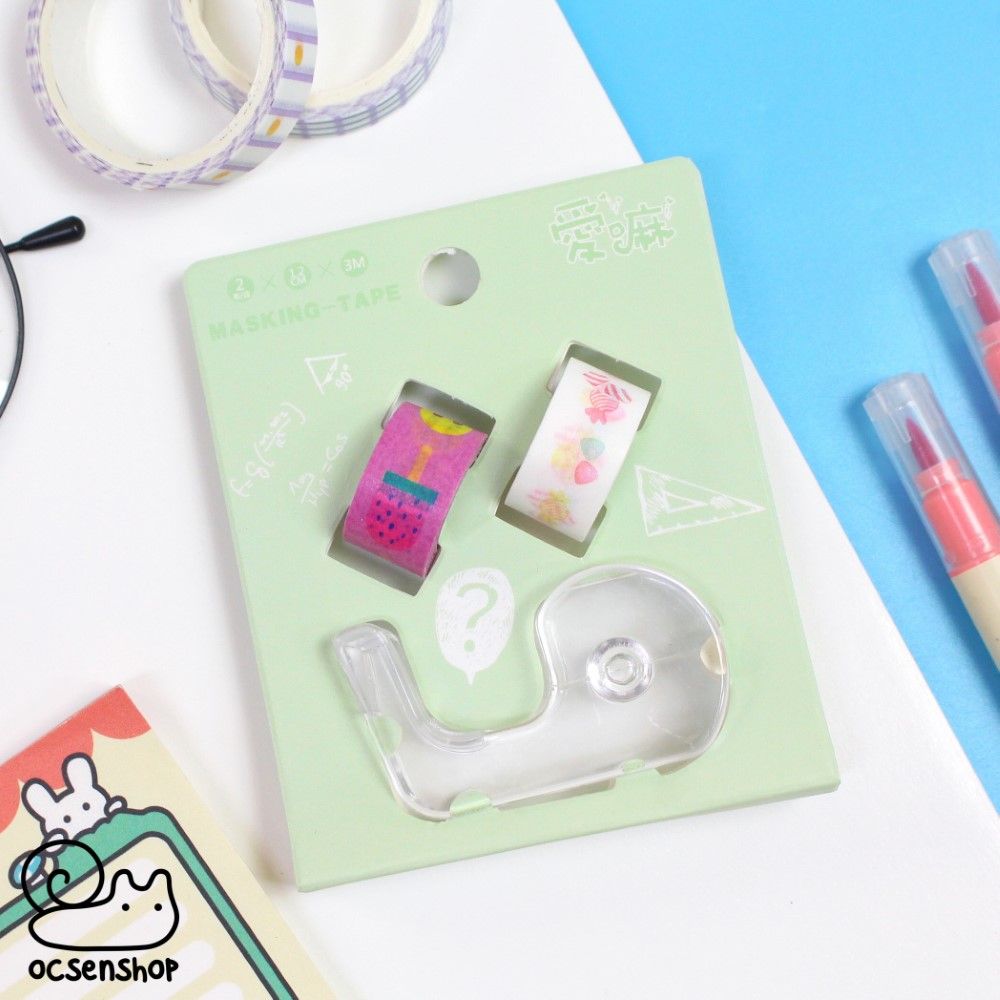Set washitape mini kèm xe cut (2 cuộn)