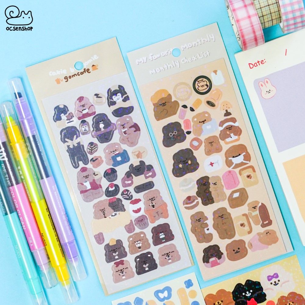 Sticker bảng nhỡ hologram Gấu (1 tấm)