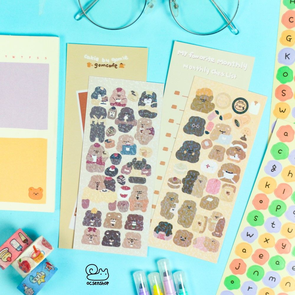 Sticker bảng nhỡ hologram Gấu (1 tấm)