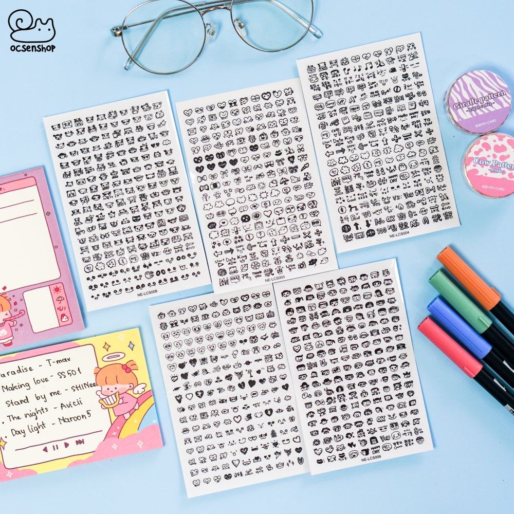 Set sticker nhỏ họa tiết (2 tấm)
