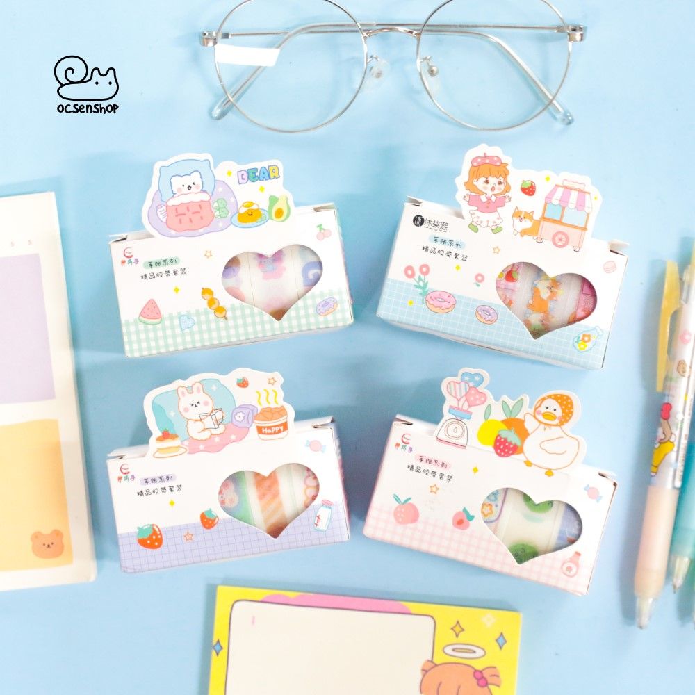 Set washitape động vật (5 cuộn) - 1,5cm