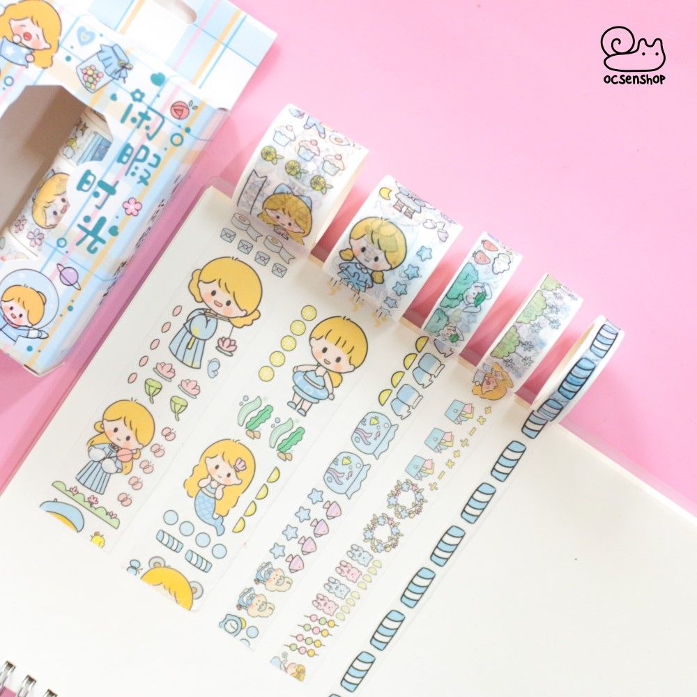 Hộp washitape Em bé tóc vàng (10 cuộn)