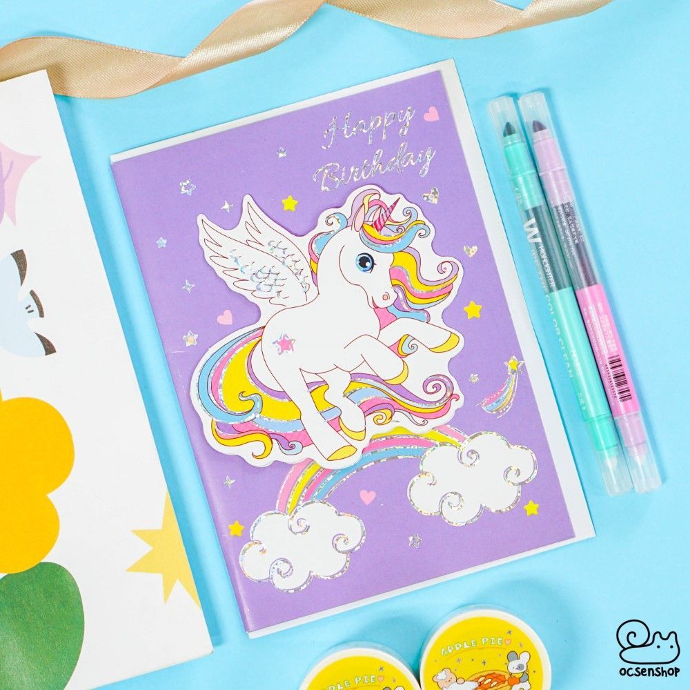 Thiệp Unicorn cầu vồng