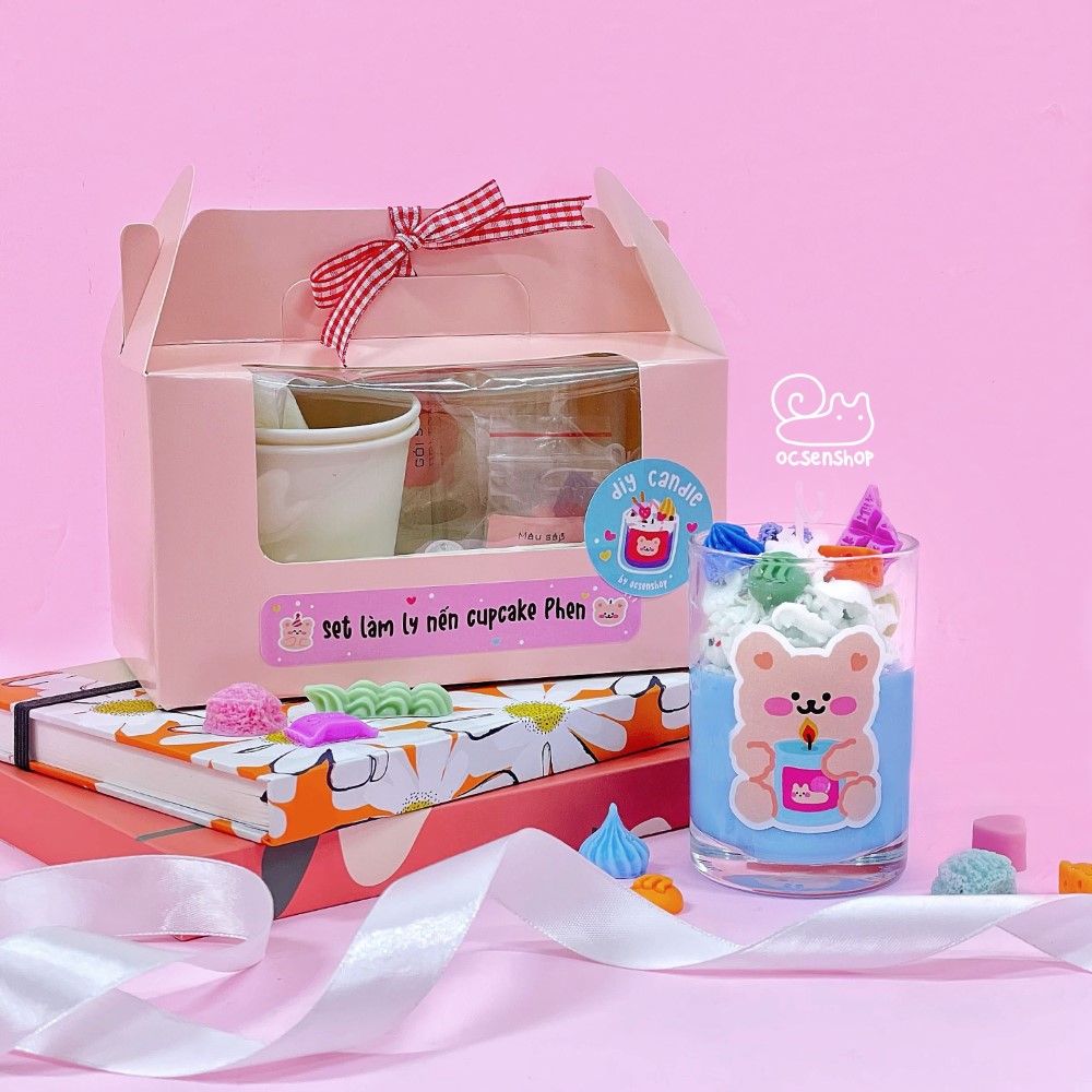 Set làm ly nến cupcake Phen