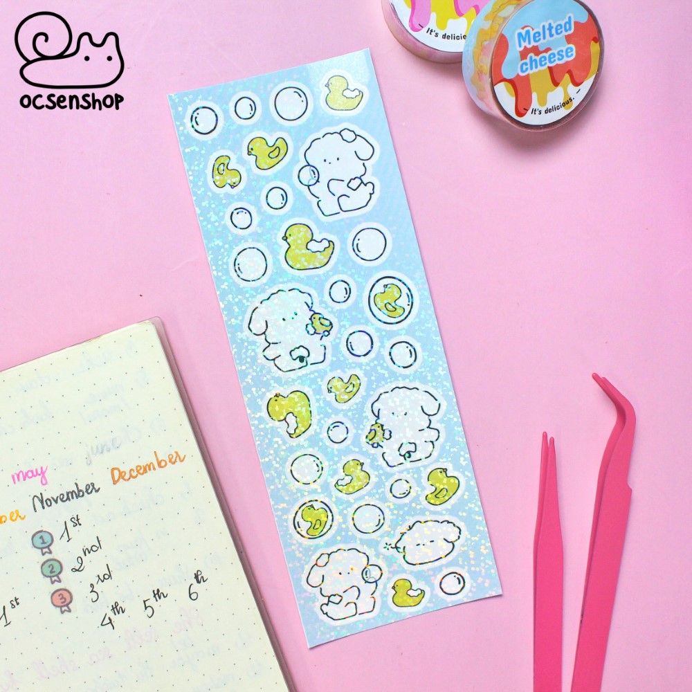 Sticker bảng nhỡ Cún trắng