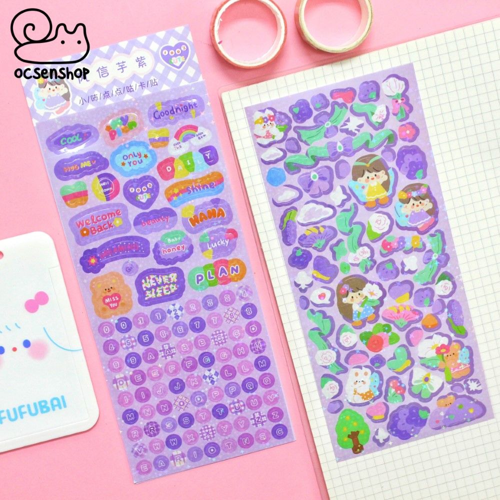 Sticker Holo bé gái tóc nâu (2 tấm)