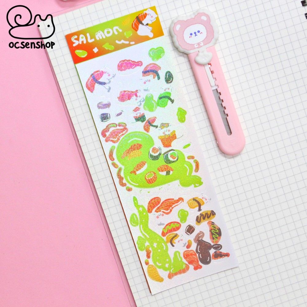 Sticker Mèo trắng holo (18.2x6.2cm)