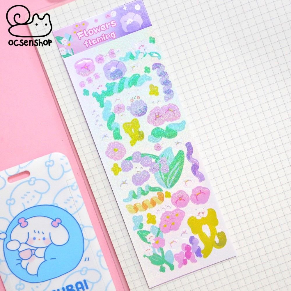 Sticker Mèo trắng holo (18.2x6.2cm)