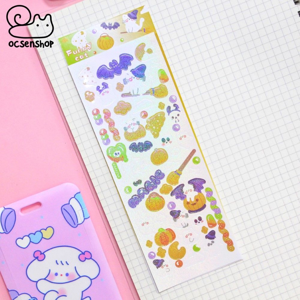 Sticker Mèo trắng holo (18.2x6.2cm)