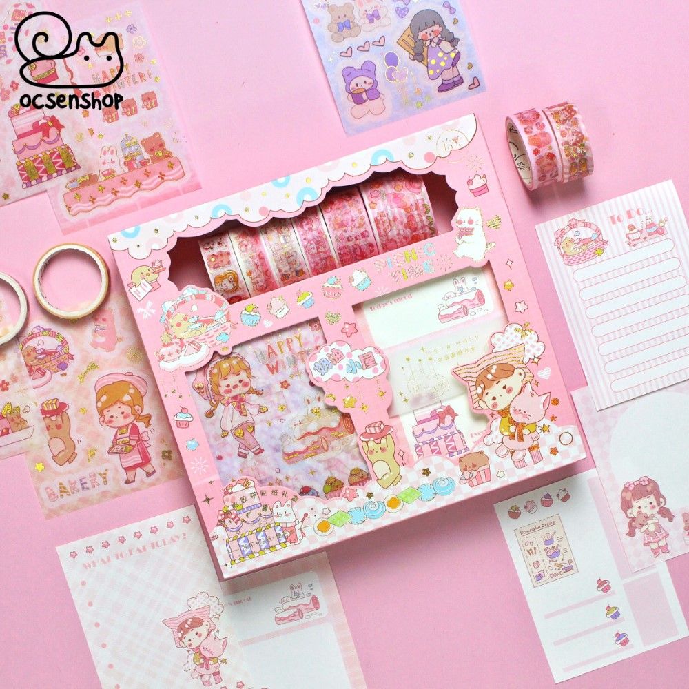 Set washitape + sticker hình