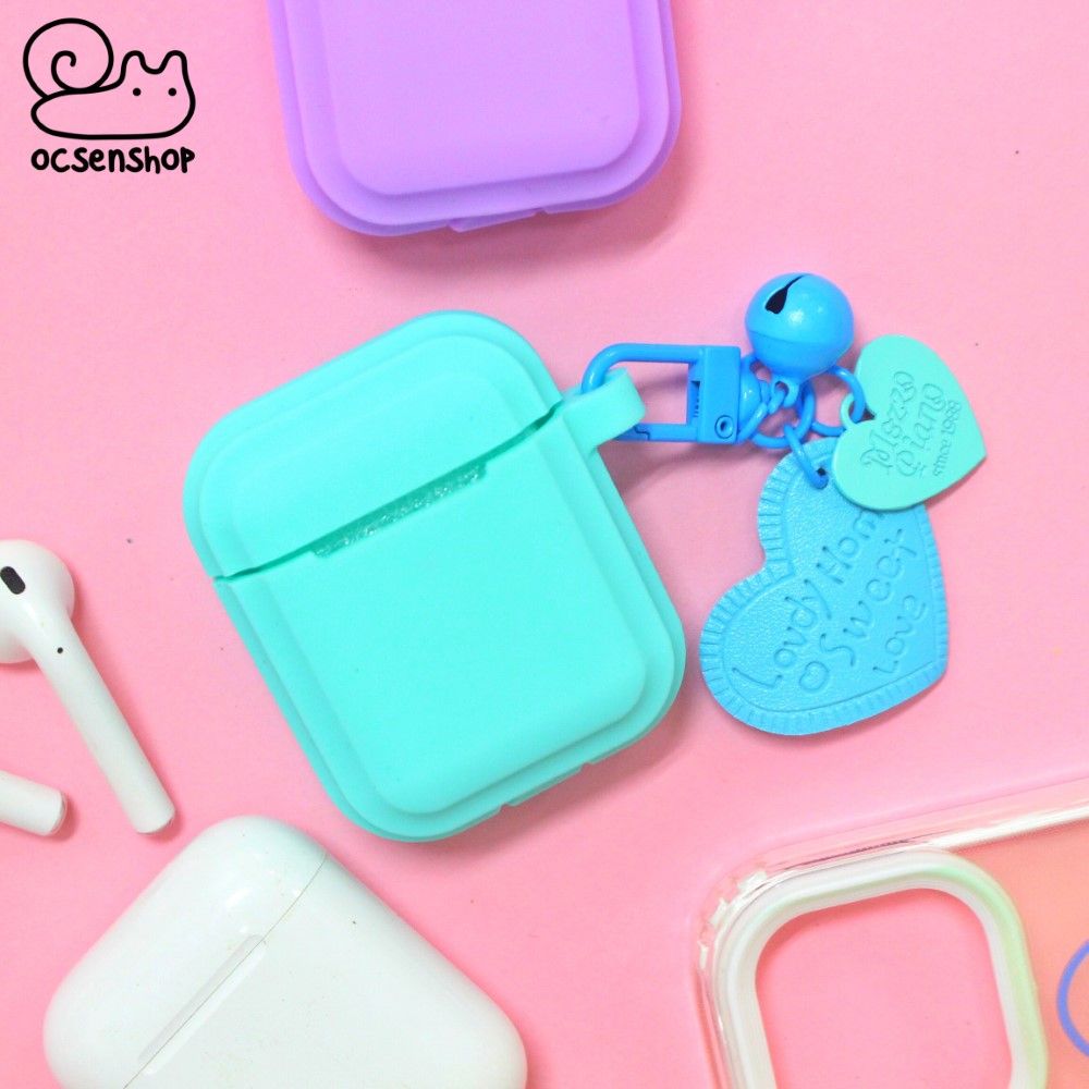 Airpods case trơn màu kèm móc