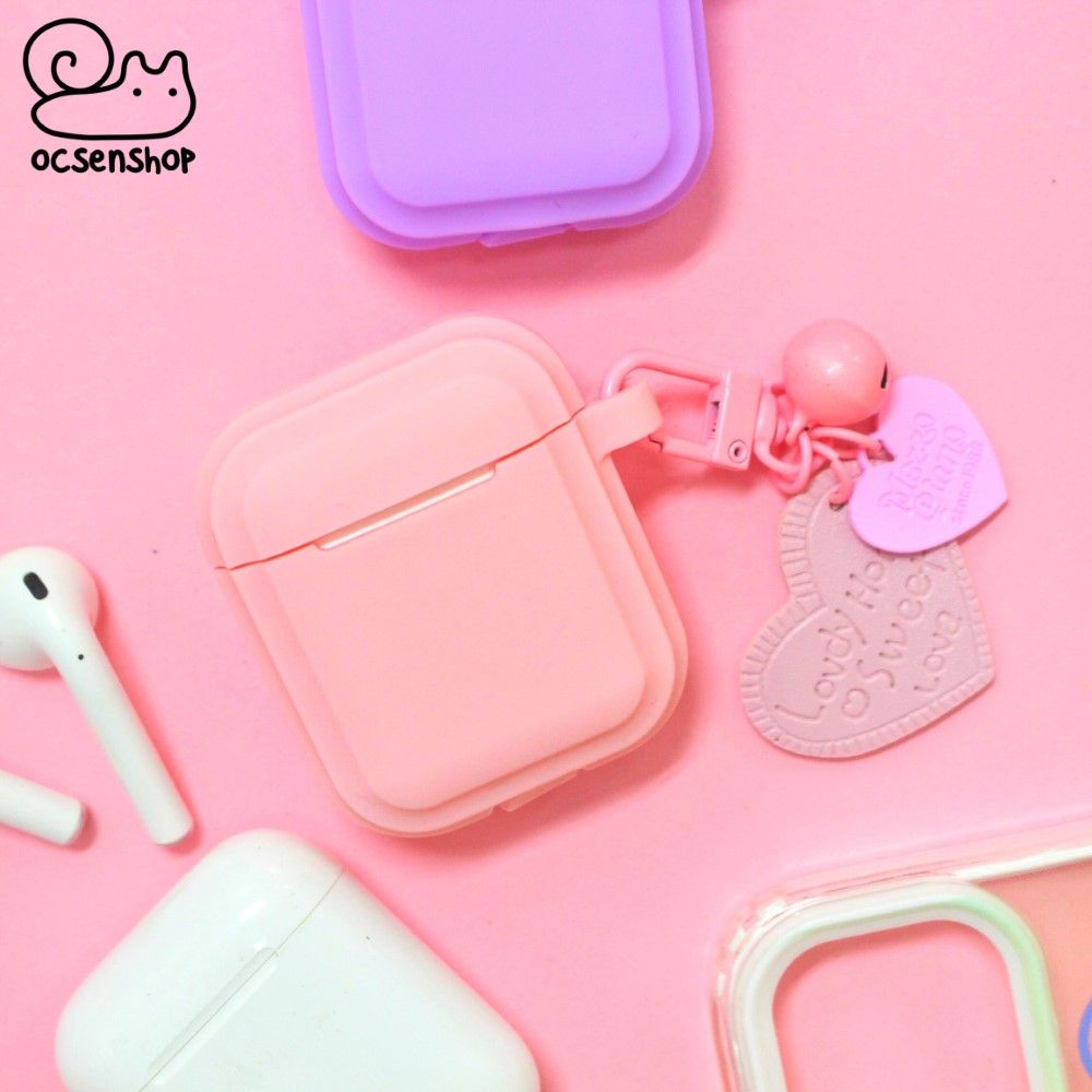 Airpods case trơn màu kèm móc