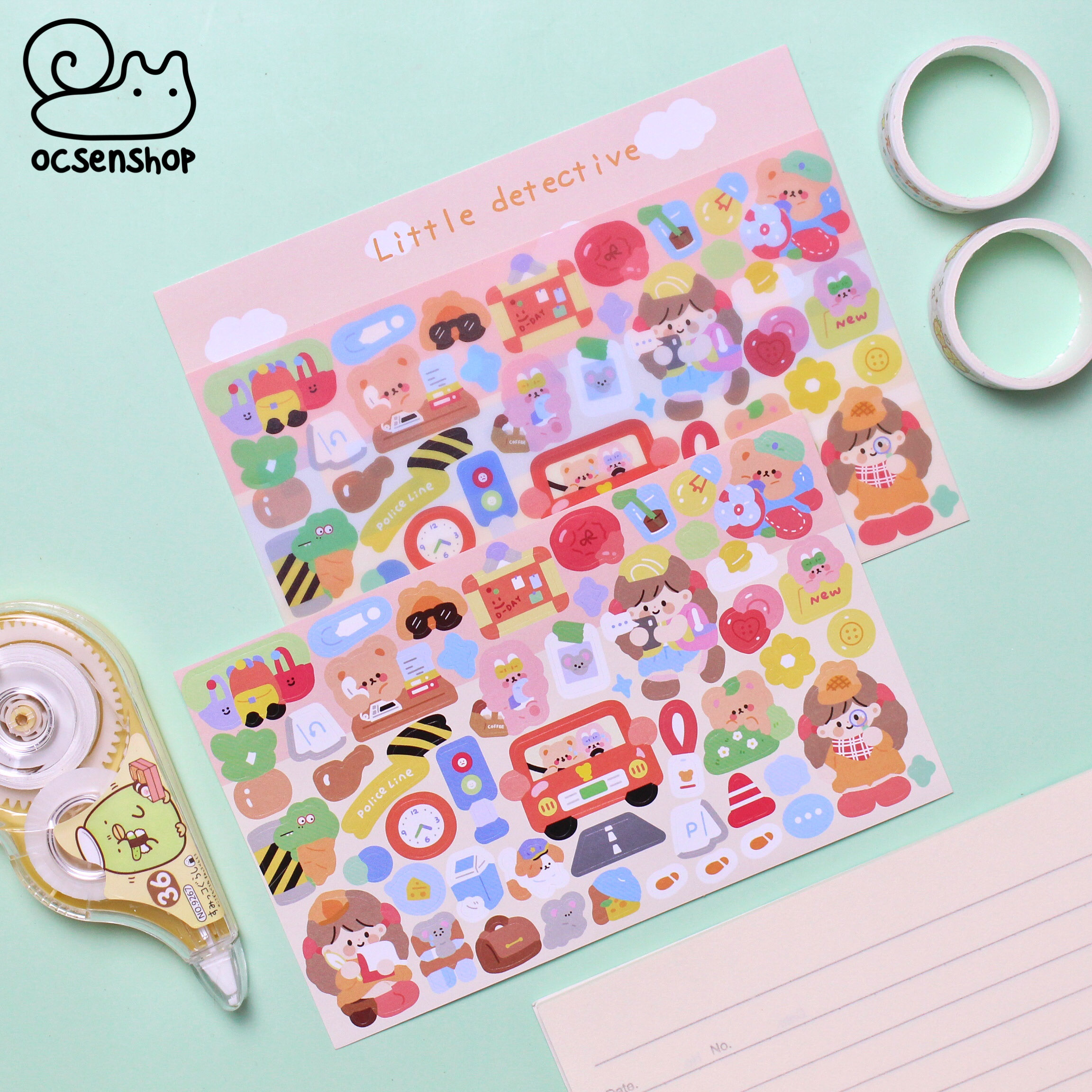 Set sticker Cô bé tóc nâu (2 tấm)