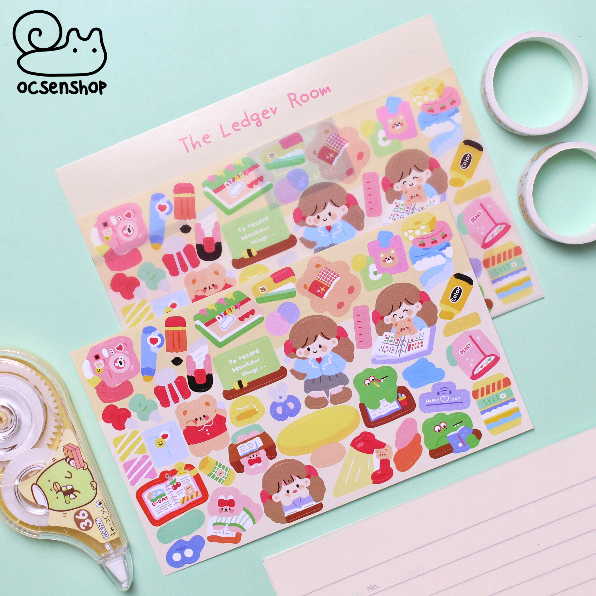 Set sticker Cô bé tóc nâu (2 tấm)