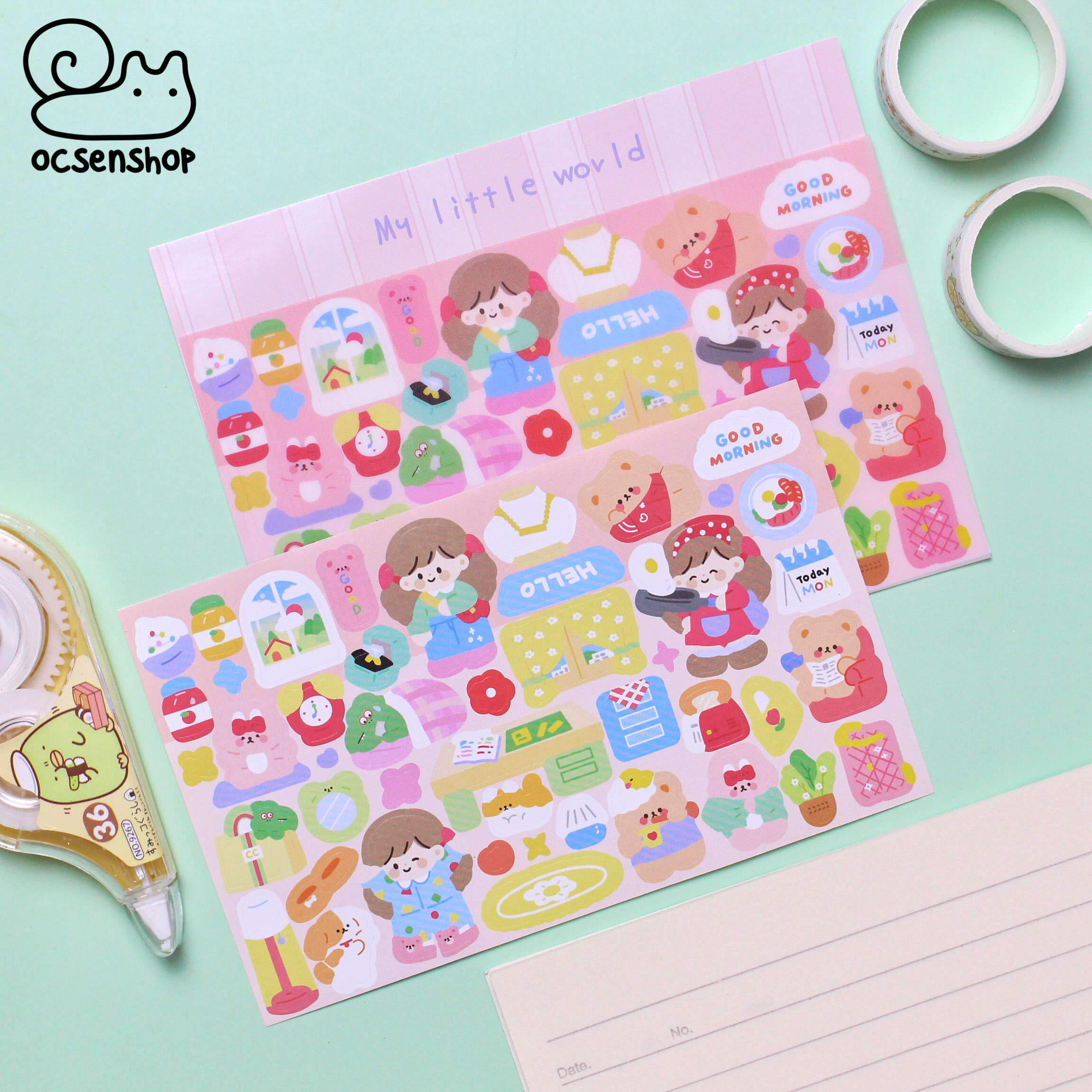 Set sticker Cô bé tóc nâu (2 tấm)