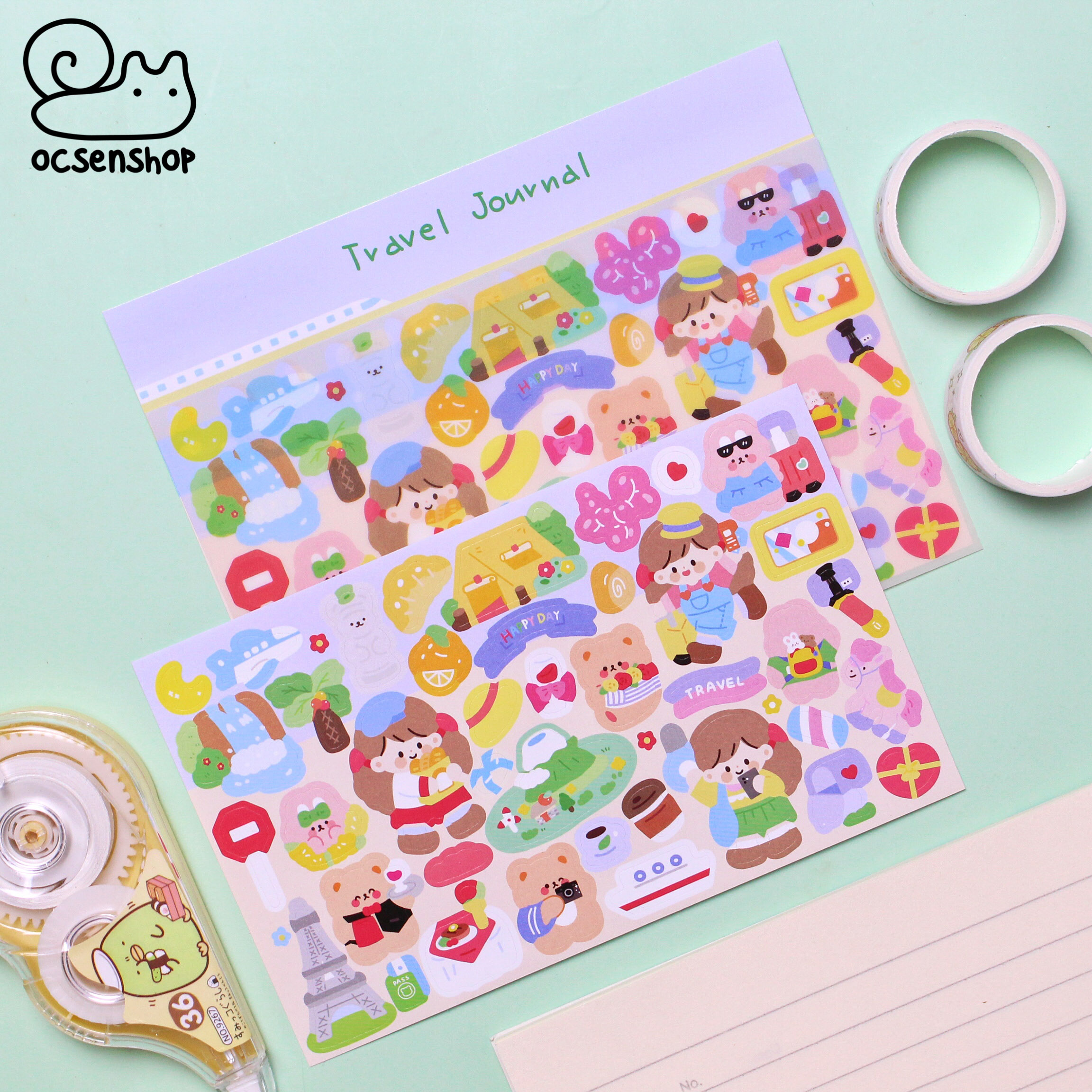 Set sticker Cô bé tóc nâu (2 tấm)