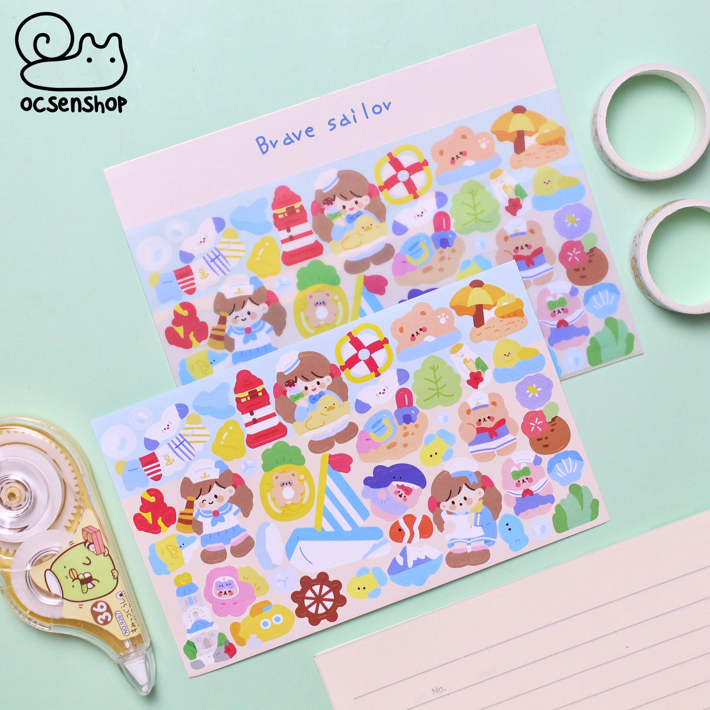 Set sticker Cô bé tóc nâu (2 tấm)