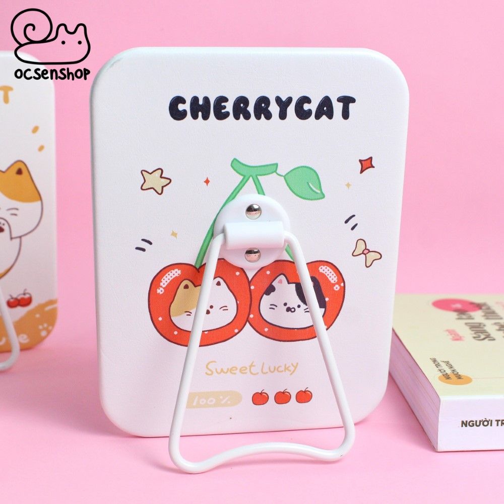 Gương để bàn chữ nhật Cherry cat