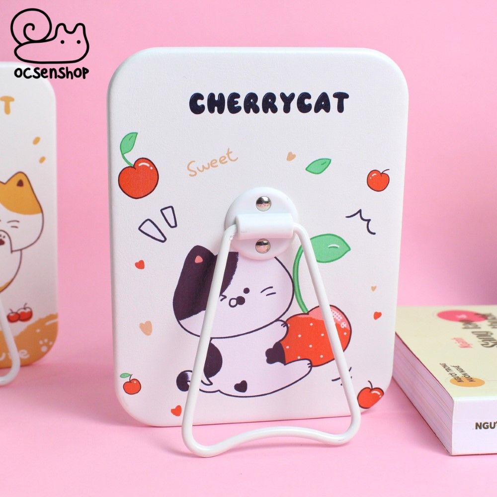 Gương để bàn chữ nhật Cherry cat