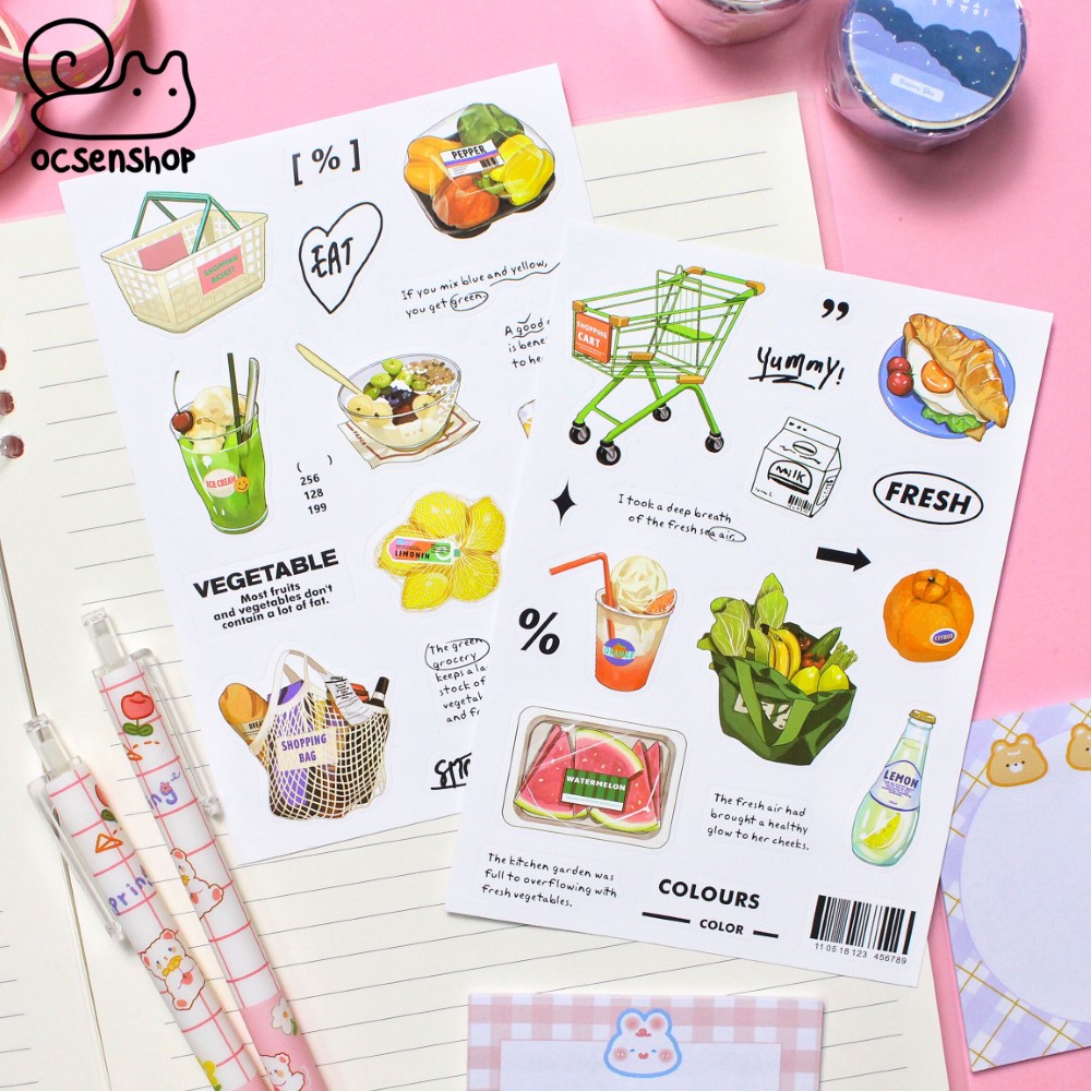 Sticker Đồ ăn (2 tấm)(11.5x20.4cm)