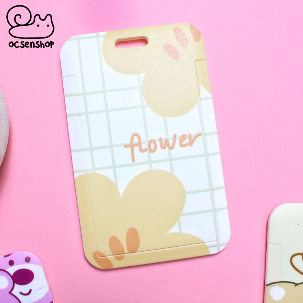 Card holder Hoa nền họa tiết kèm móc