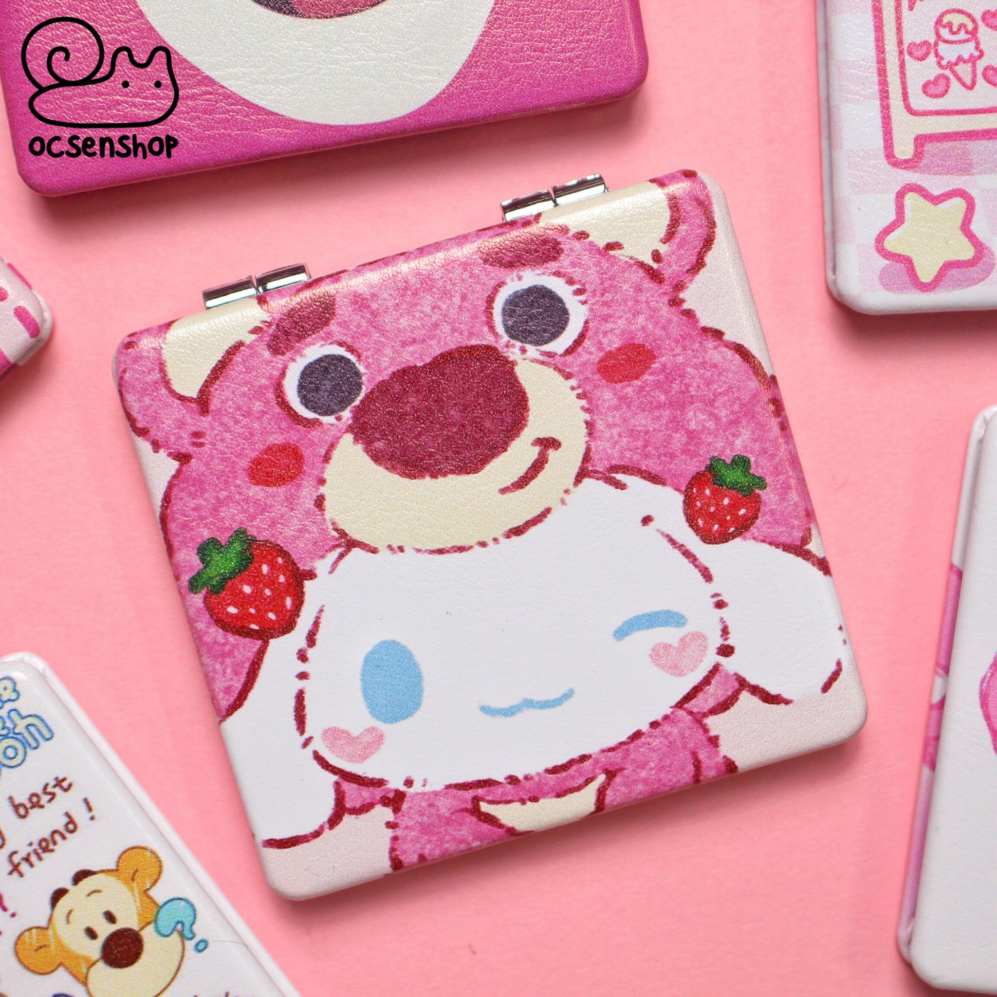 Gương bọc da 2 mặt vuông Sanrio