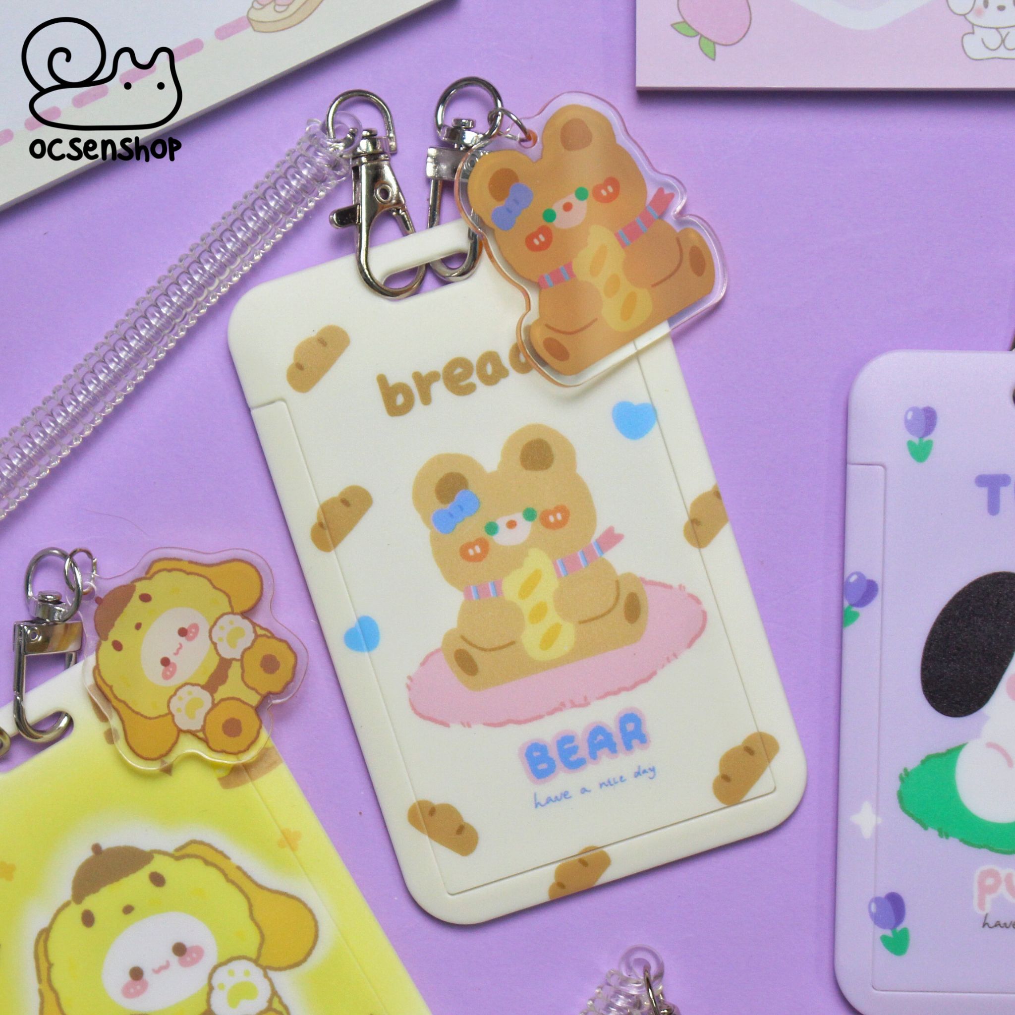 Card holder Gấu thỏ kèm móc + charm