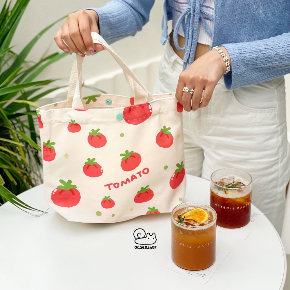 Totebag cúc bấm họa tiết