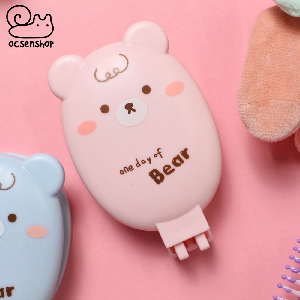 Gương gập kèm lược Bear