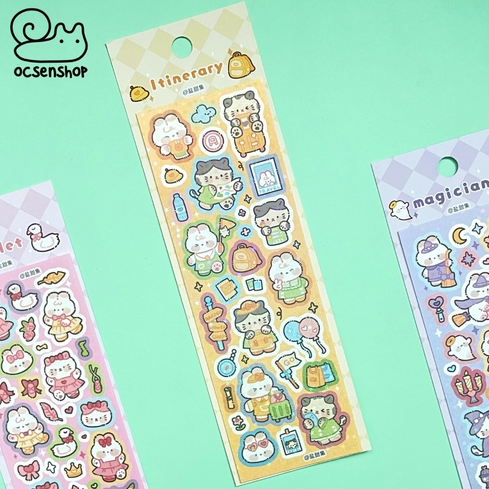 Sticker cán nhũ Động vật nền quả trám