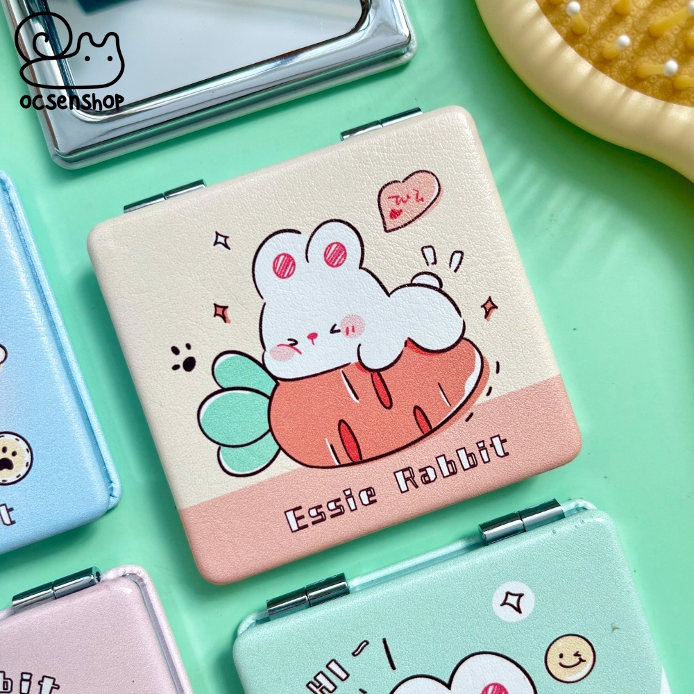 Gương bọc da 2 mặt Essie Rabbit