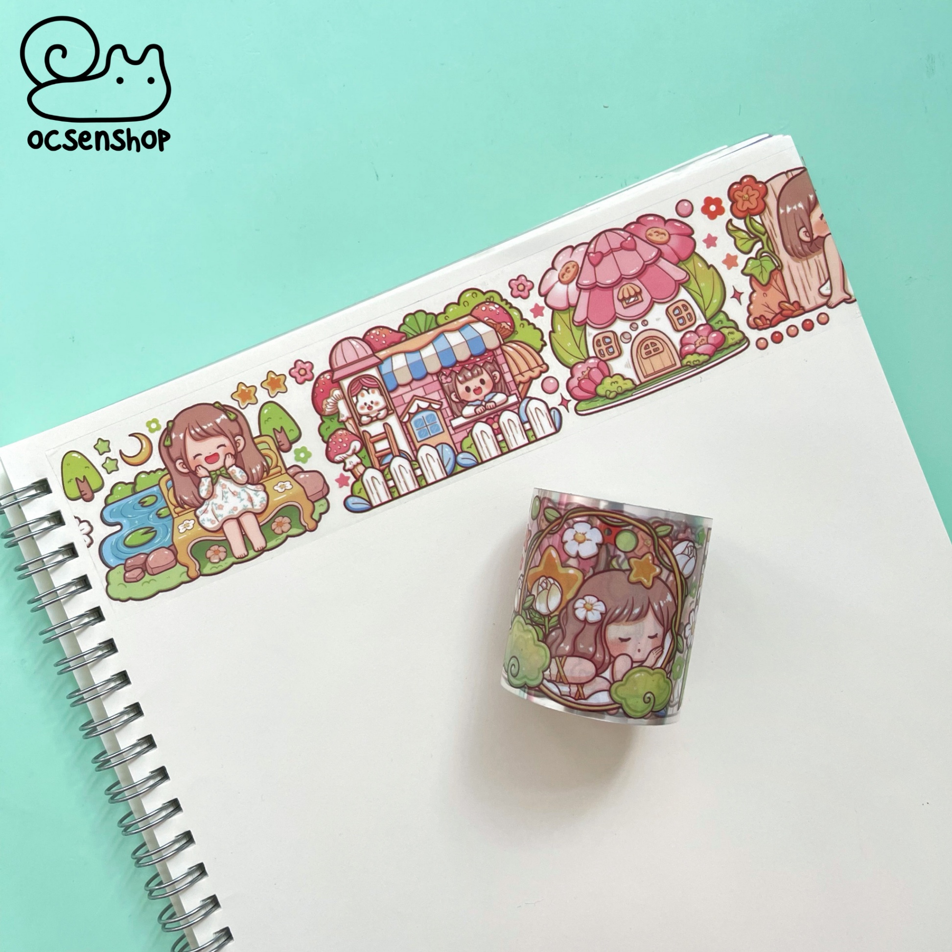 Sticker dạng cuộn Em bé tóc nâu