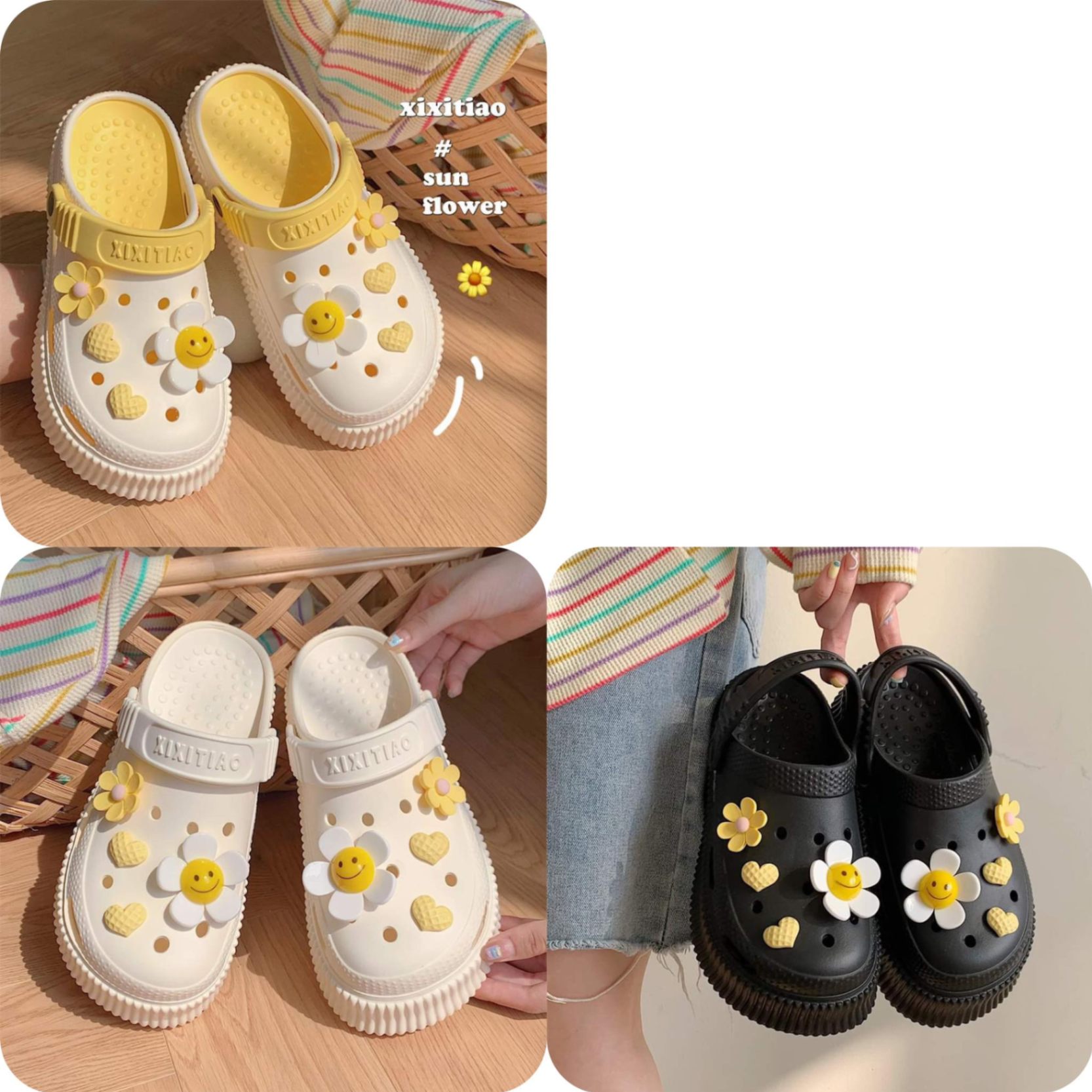 Dép lỗ kèm jibbitz Daisy