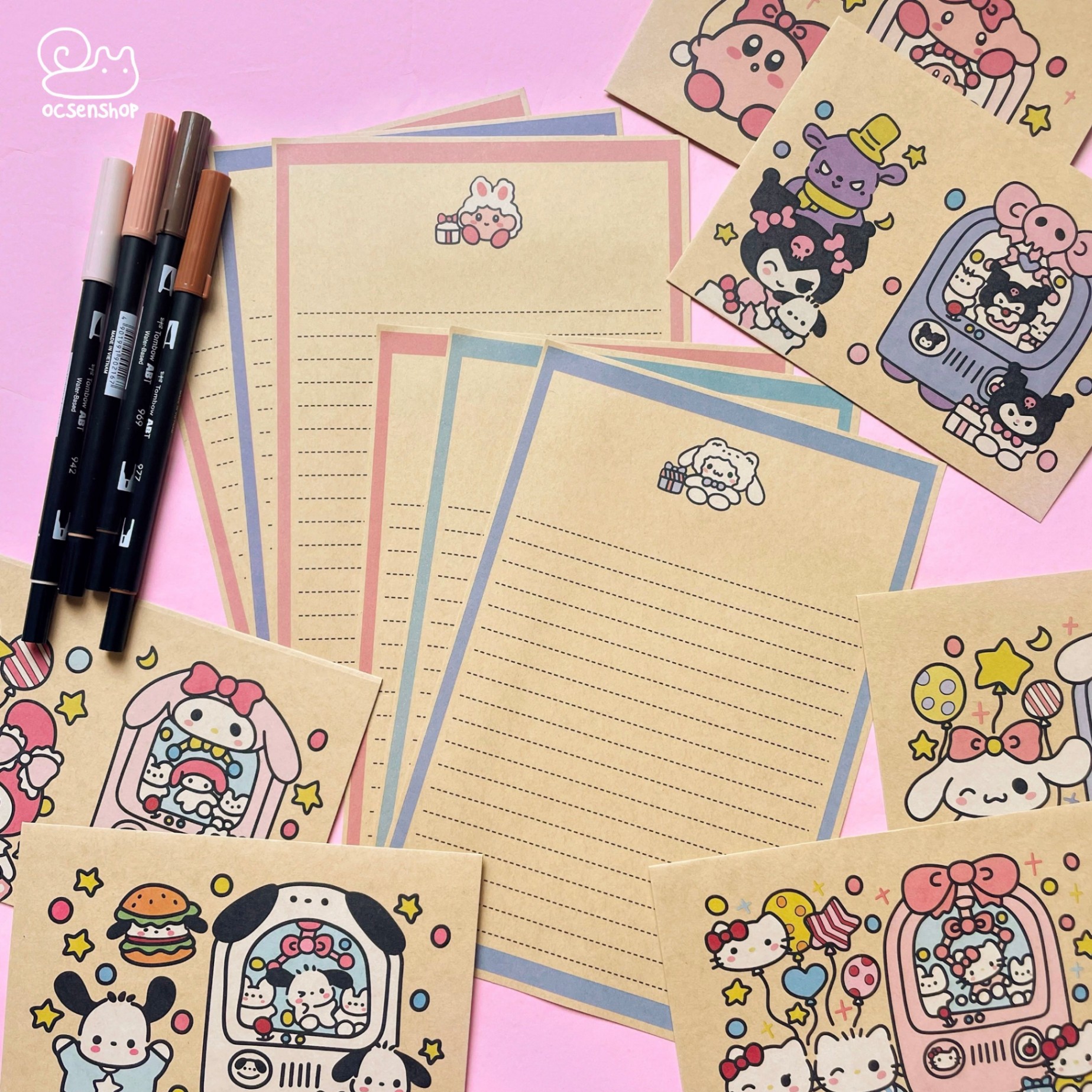 Set giấy viết thư Sanrio (6c)