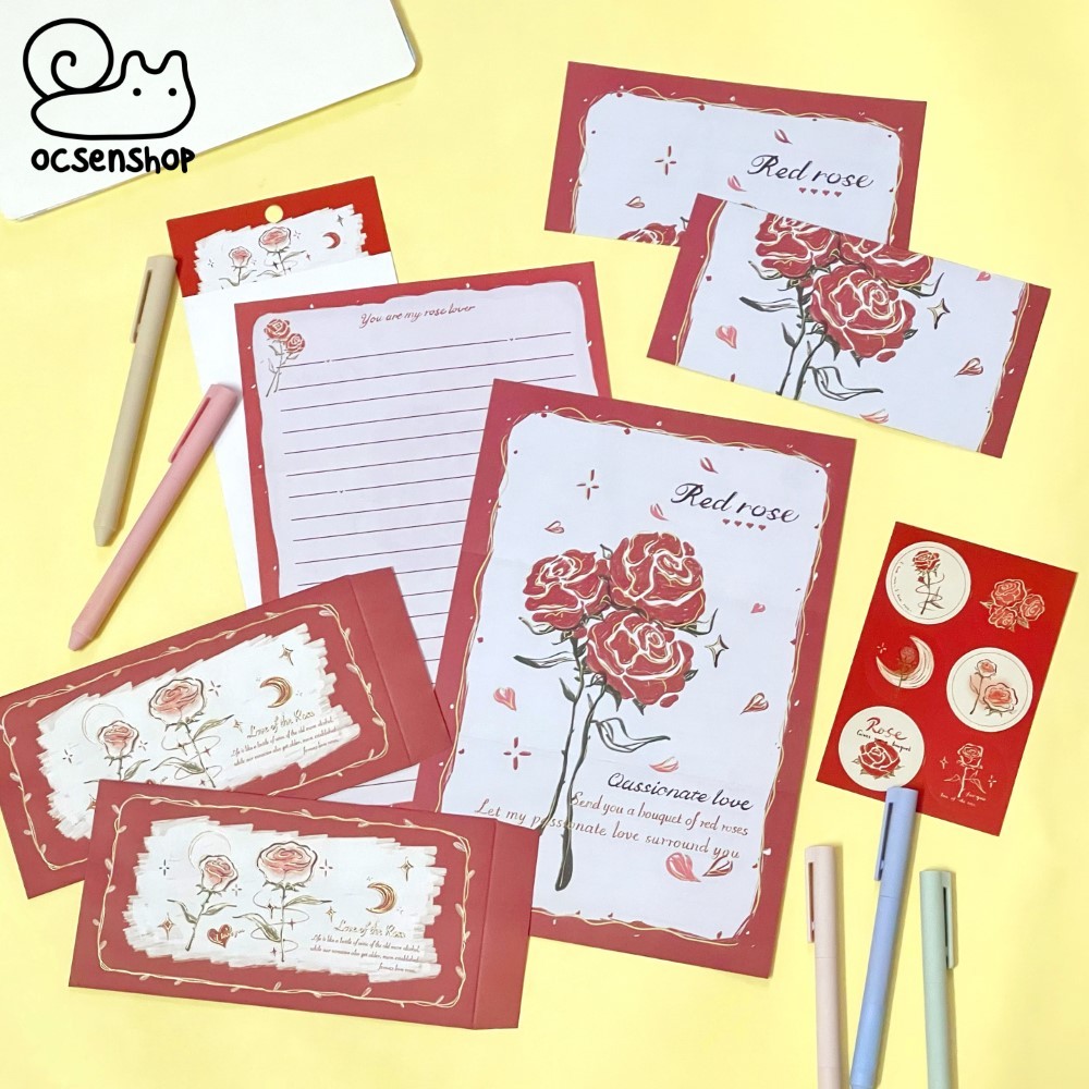 Set giấy viết thư kèm sticker Hoa