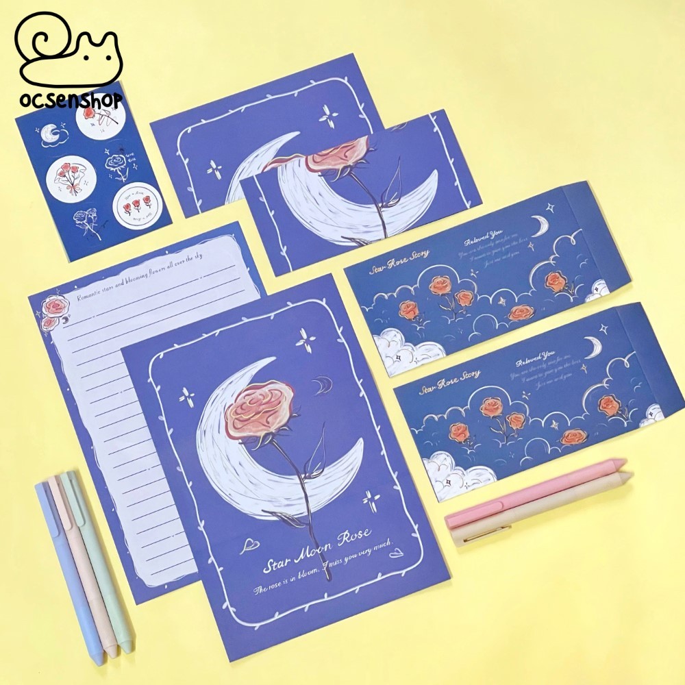 Set giấy viết thư kèm sticker Hoa