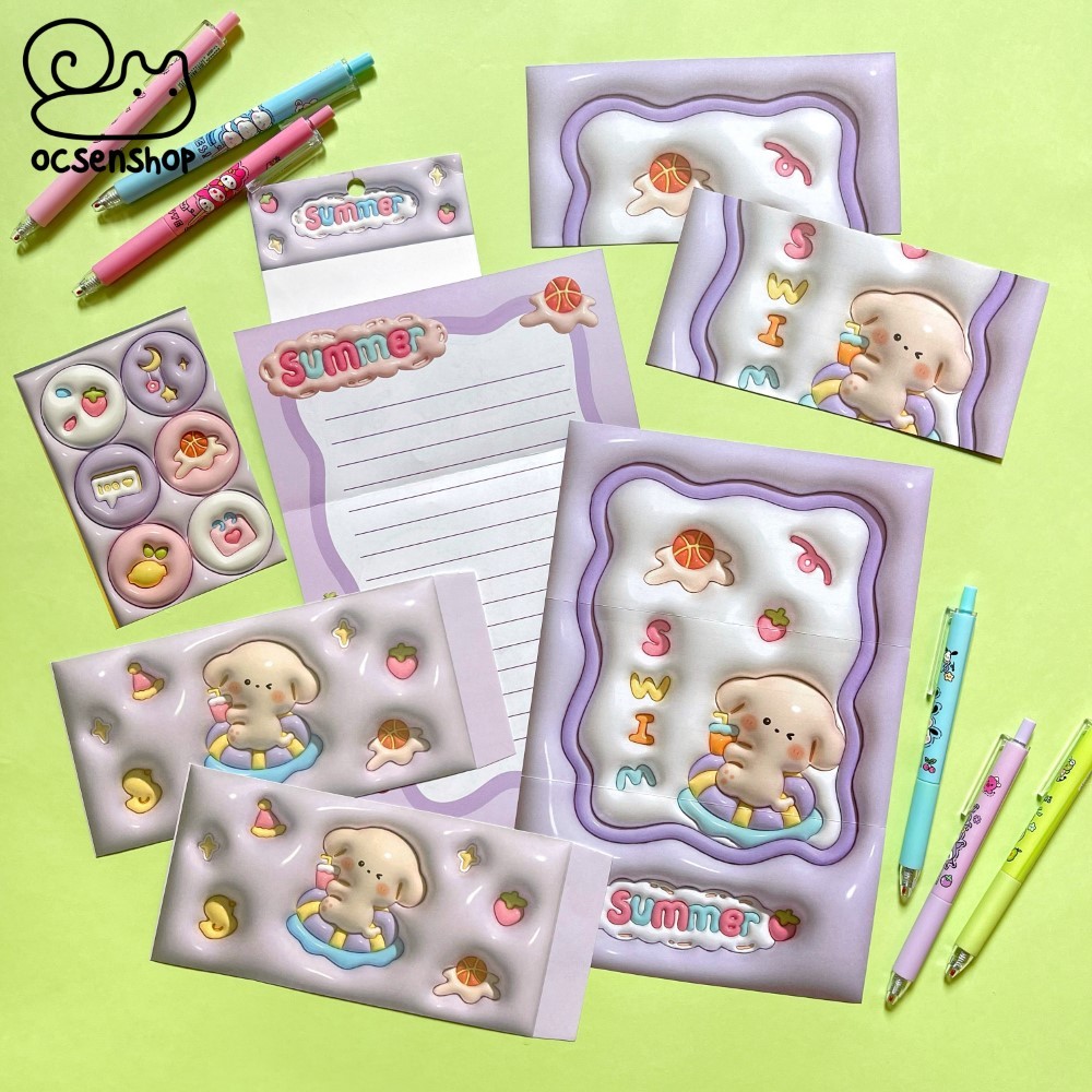 Set giấy viết thư kèm sticker Động vật 3D