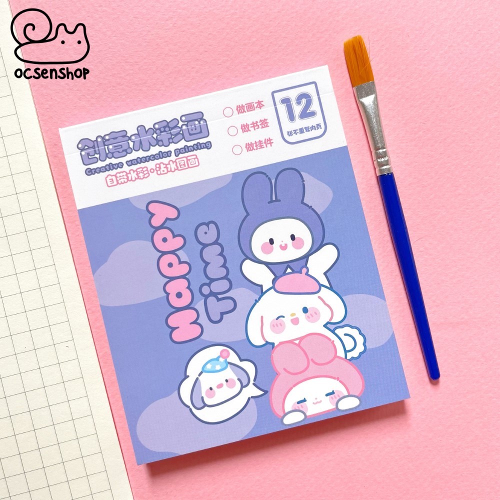 Bộ tô màu bột Sanrio cartoon (12 tờ)