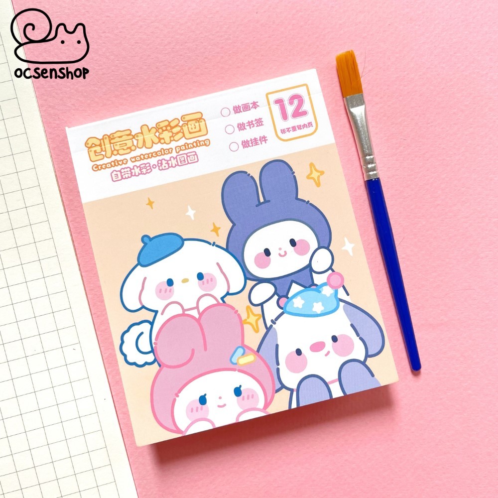 Bộ tô màu bột Sanrio cartoon (12 tờ)