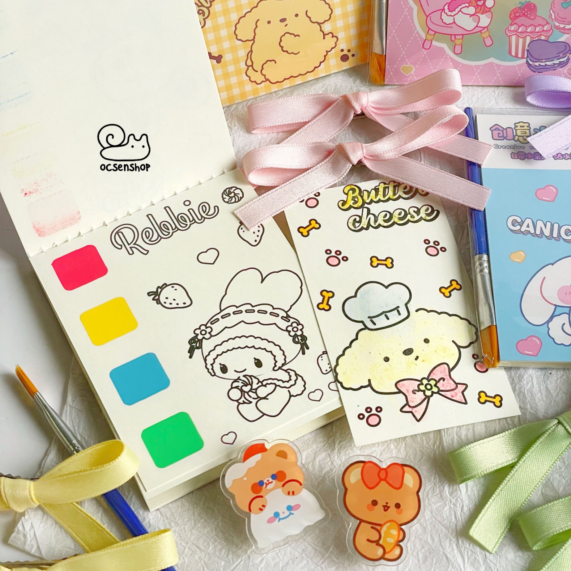 Bộ tô màu bột Sanrio cartoon (12 tờ)