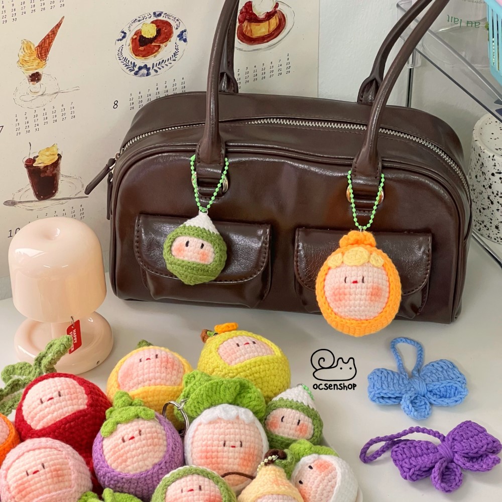 Móc khóa len Mochi cosplay trái cây mini