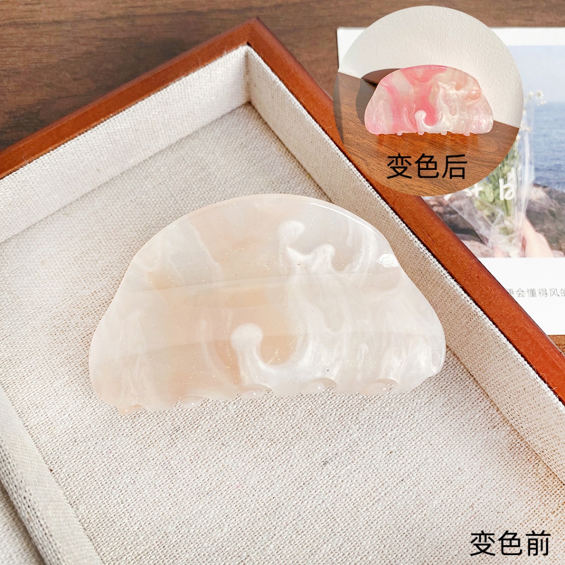 Kẹp càng cua chữ D marble đổi màu (8cm)