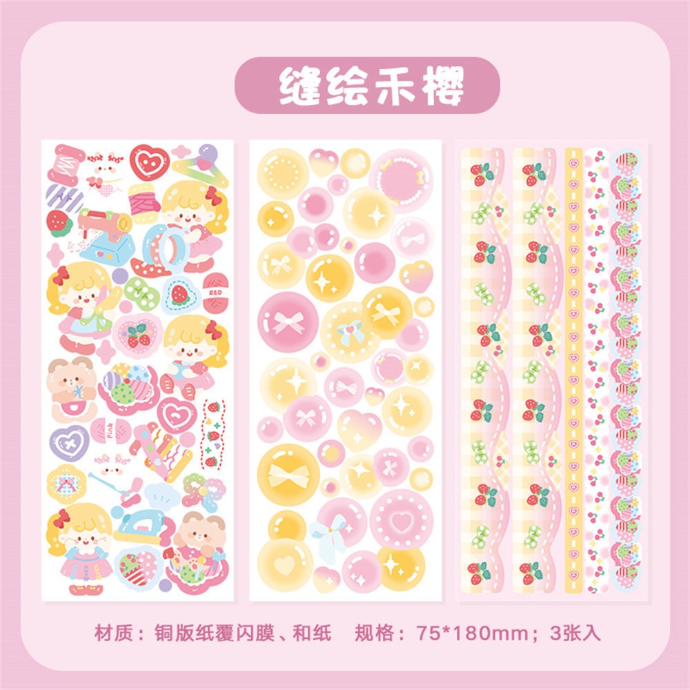 Sticker Bé gái tóc 2 bên (3 tấm)