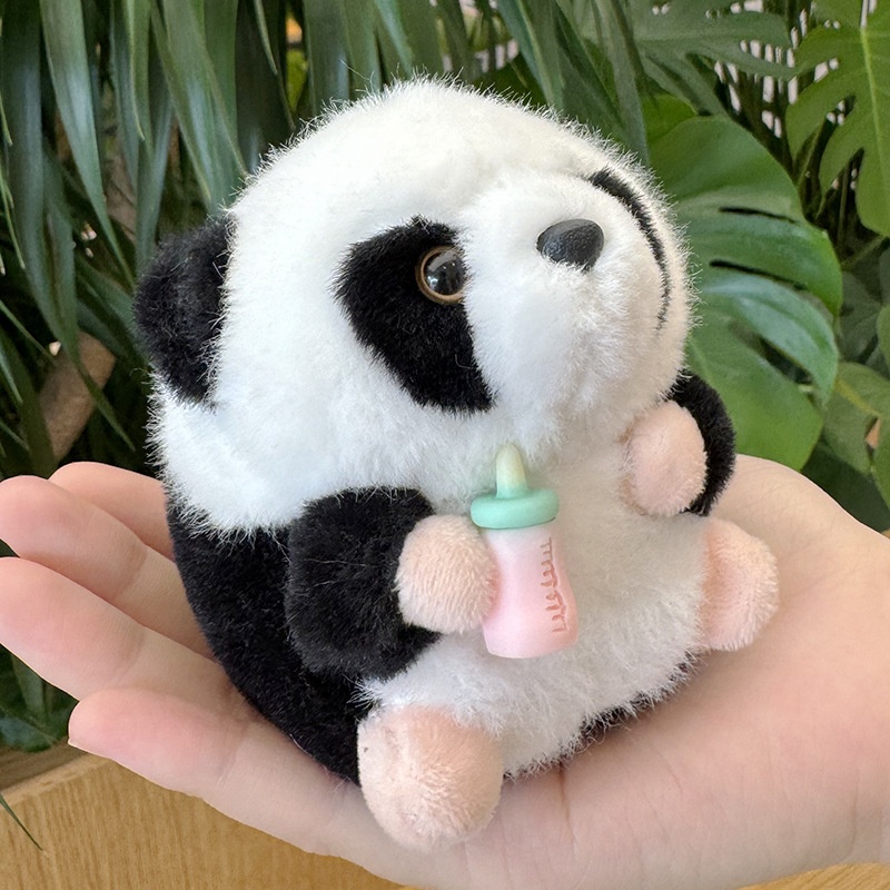 Móc khóa bông Panda cầm bình sữa (13cm)