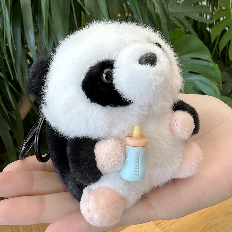 Móc khóa bông Panda cầm bình sữa (13cm)