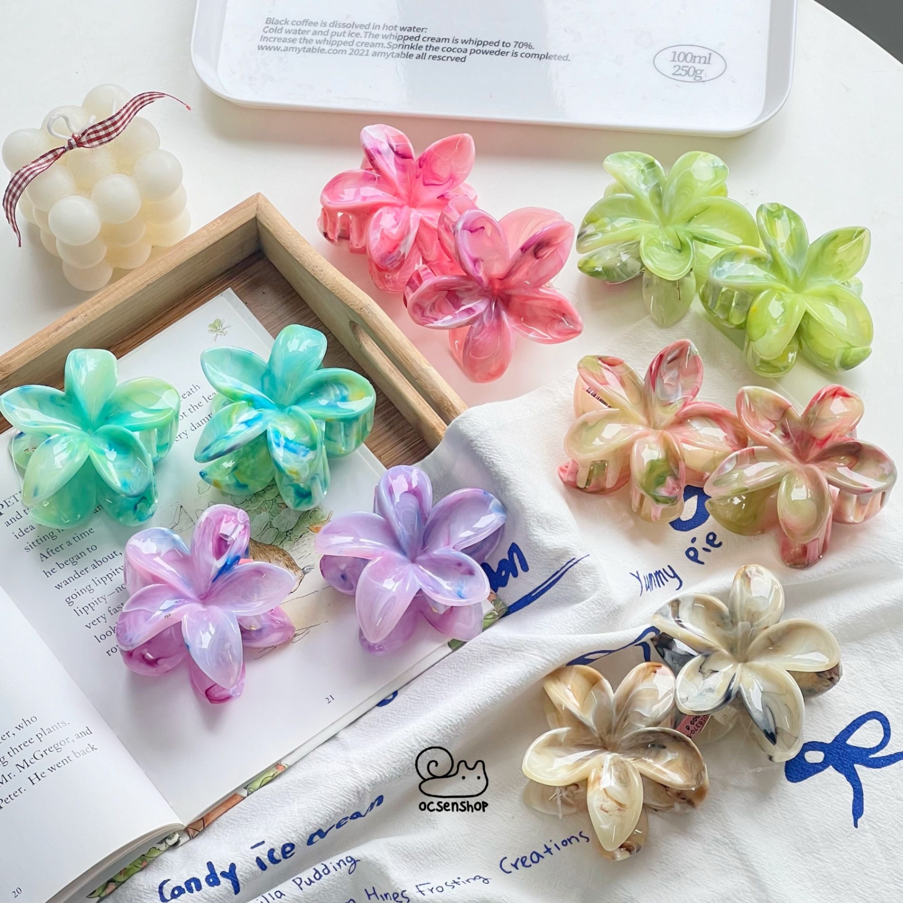 Kẹp càng cua hoa sứ Marble (8cm)